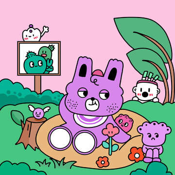 小怪物們戶外場(chǎng)景插畫