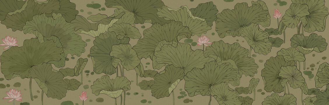 古風復古荷花國風插畫