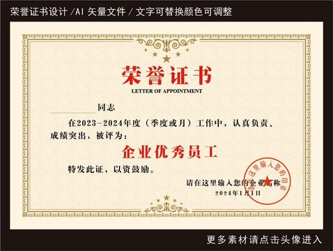 榮譽(yù)證書(shū)