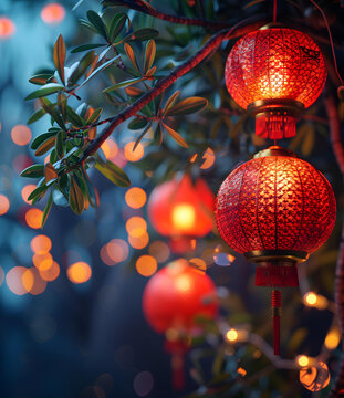 紅燈籠高高掛起，慶祝元宵佳節(jié)