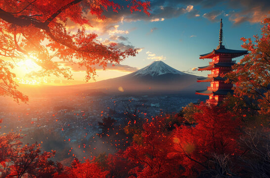秋天的富士山