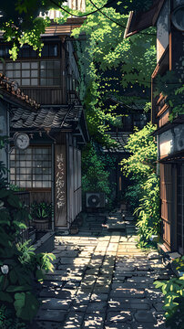 日式風(fēng)格的綠植小巷