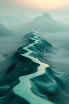 霧中蜿蜒小路