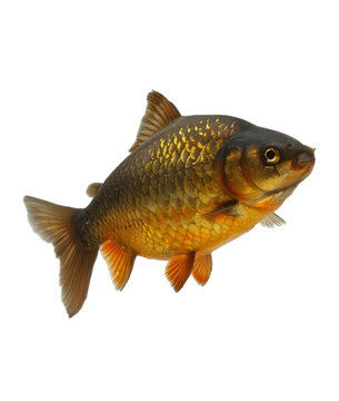 [免摳素材]金色鯉魚(yú)在白色背景下