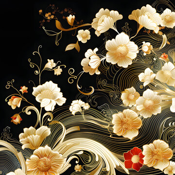 金色花卉的AI圖片