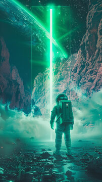 宇航員探索神秘星球