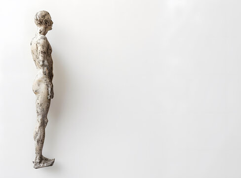 一個(gè)白色的男性人體雕像側(cè)面照