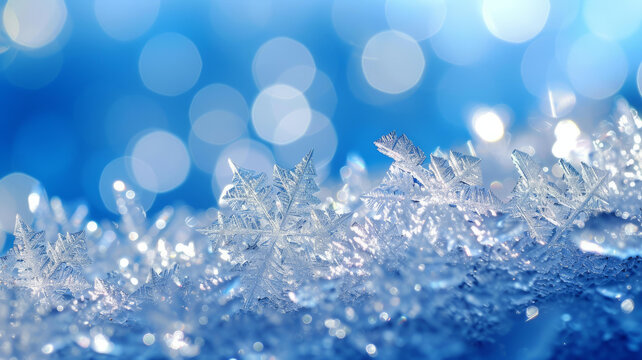 雪花在藍(lán)色的背景下