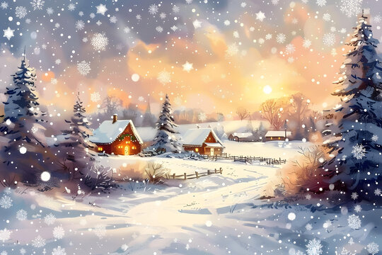 寧靜的雪景鄉(xiāng)村