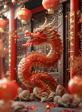 龍的雕像的AI圖片