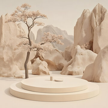 極簡沙漠景觀背景產(chǎn)品展示臺