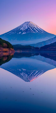 富士山在湖中的倒影