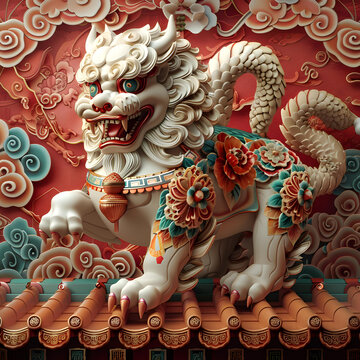 祥瑞舞獅圖