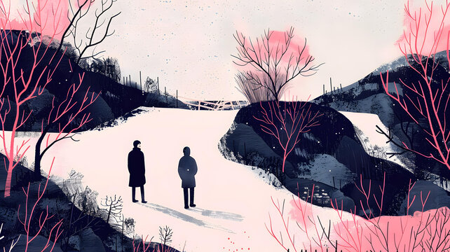 雪景中的兩個(gè)人