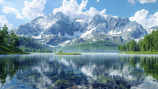 山湖美景的AI圖片