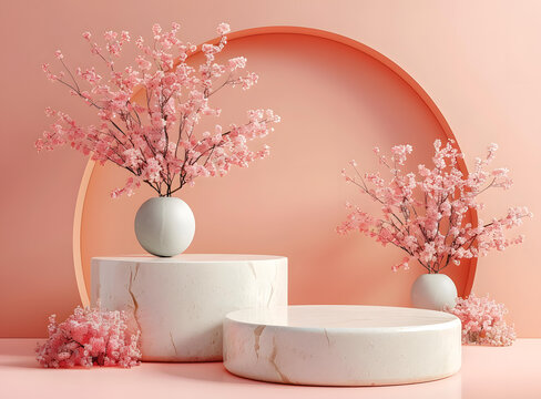 櫻花花瓶幾何藝術(shù)