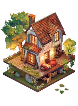 [免摳素材]溫馨小屋的庭院與地下室
