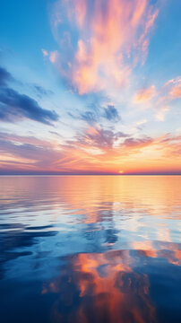 夕陽下的平靜海面