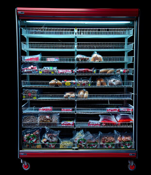 裝滿食品的冷藏展示柜