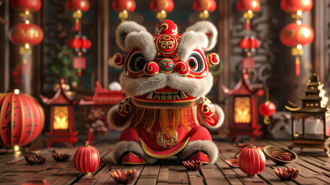 舞獅的AI圖片