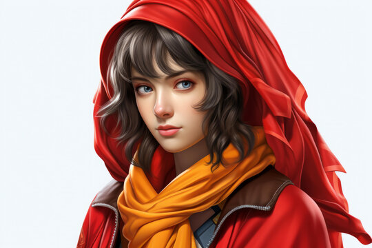 身穿紅色兜帽的女孩插圖