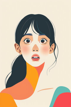 驚訝的年輕女子黑發(fā)棕色眼睛