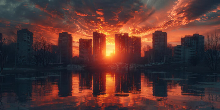 夕陽下的末日都市