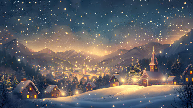 圣誕節(jié)的雪景小鎮(zhèn)