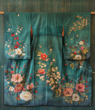 一件帶花卉圖案的和服