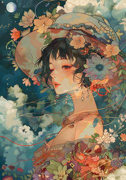 夢(mèng)幻花朵女孩