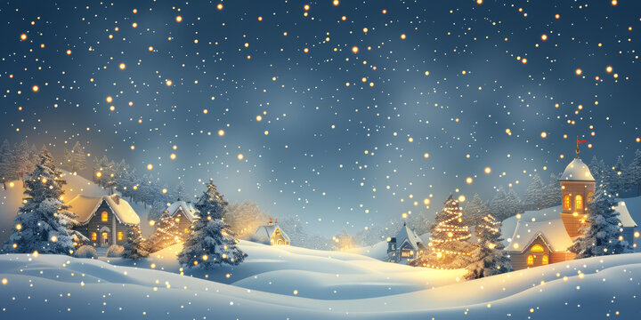 圣誕節(jié)的雪景村莊