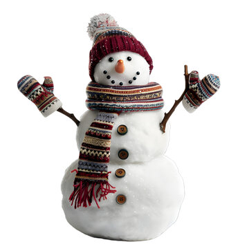 [免摳素材]戴著冬日裝飾的快樂雪人