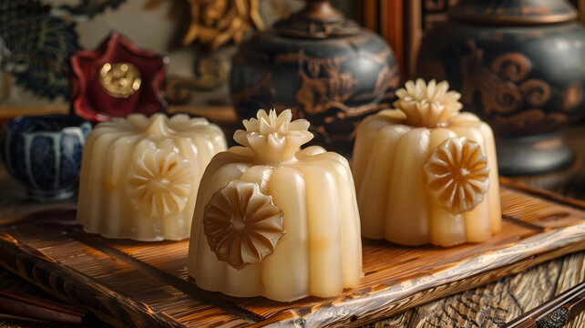 中式傳統(tǒng)花卉圖案甜點