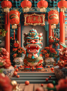 祥獅獻(xiàn)瑞的AI圖片