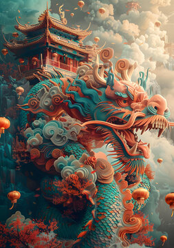 祥龍獻瑞的AI圖片