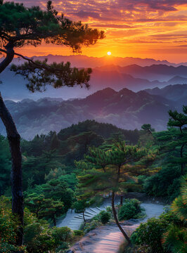 日本山區(qū)日出美景