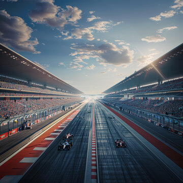 F1賽車在賽道上飛馳