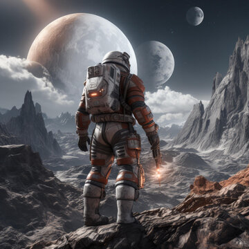 宇航員在陌生星球執(zhí)行任務