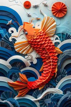 紙藝鯉魚躍龍門