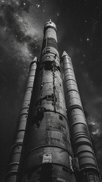 一枚火箭在星空下的樣子