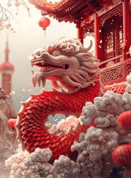 祥龍獻(xiàn)瑞的AI圖片