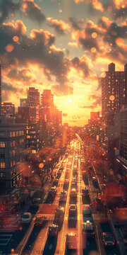 城市街道夕陽(yáng)