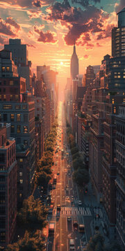 夕陽下的城市