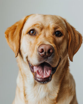 一只快樂的黃色拉布拉多獵犬的頭部特寫
