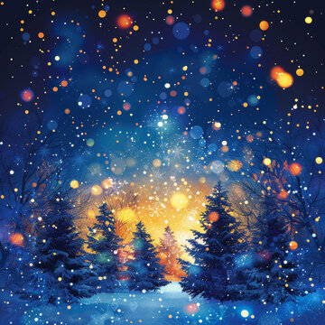 圣誕夜的雪林