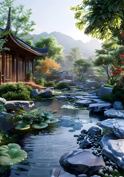 山水畫(huà)風(fēng)格的園林