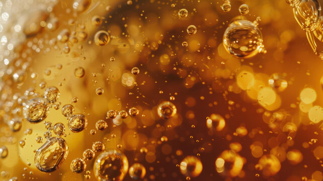 琥珀色液體中的氣泡