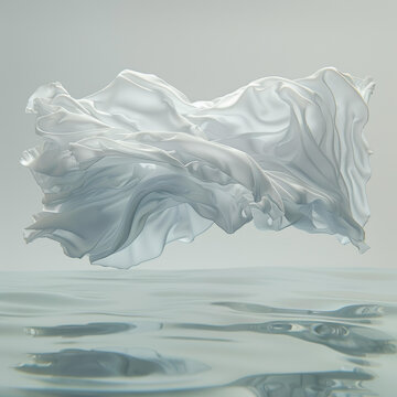 白色織物漂浮在水面上