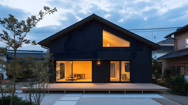 現(xiàn)代黑色木板外墻住宅建筑