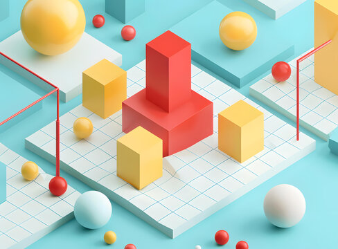 幾何圖形和鮮艷色彩的抽象3D設(shè)計